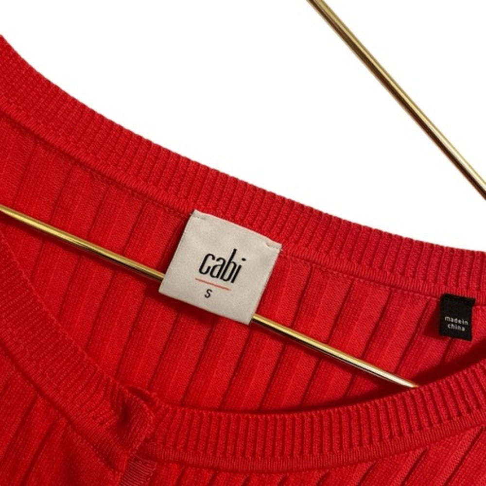 Cabi Womens Red Ribbed Bell Sleeve Button Front Cardigan Sweater 5285 Size S - Picture 4 of 8